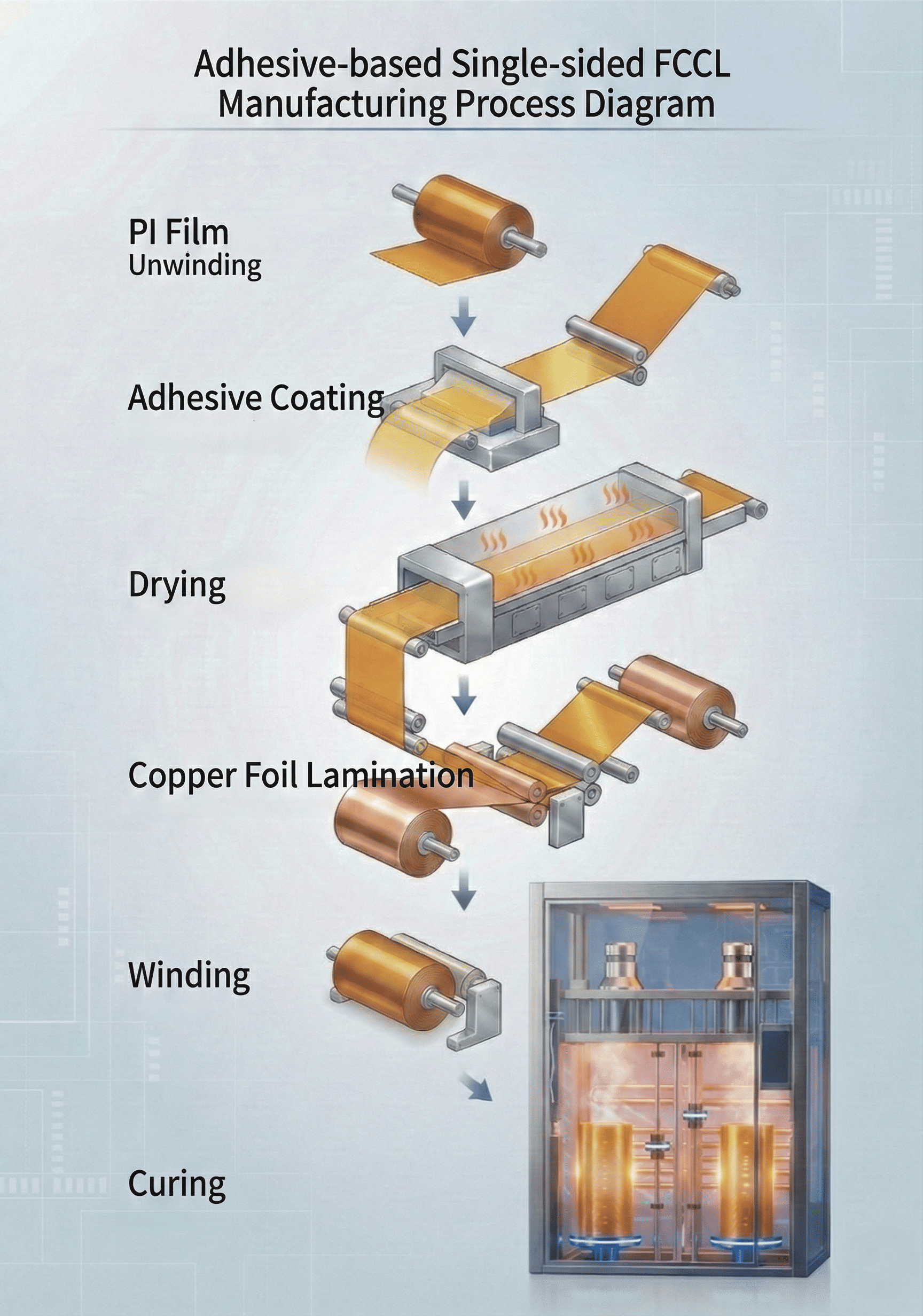 Adhesive-Based Single-Sided Flexible Copper Clad Laminate (2 Layer)